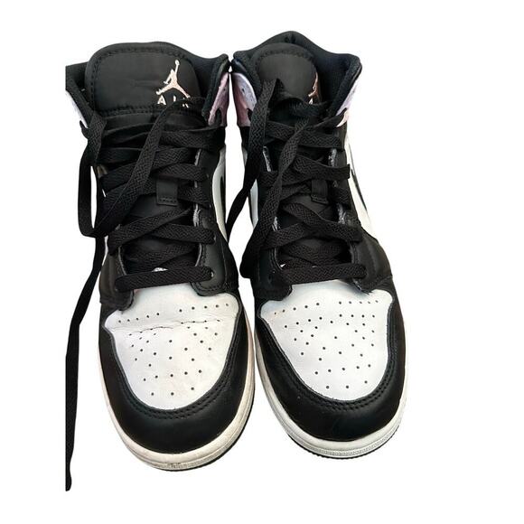 Nike Air Jordan 1 Black & White Mid Lace Up Athletic Sneaker Shoes Size 6.5 - Picture 9 of 12